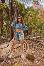 Load image into Gallery viewer, Cropped Denim Jacket
